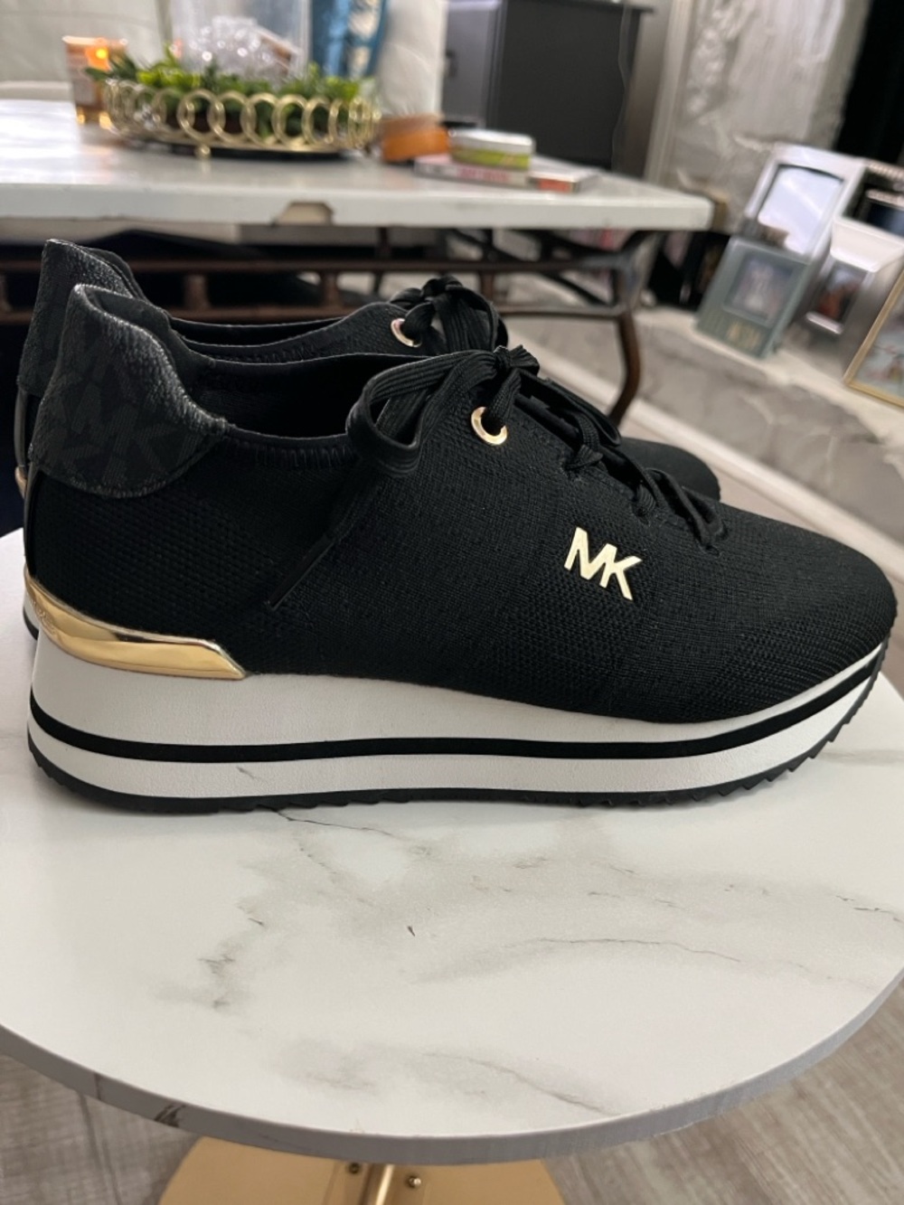 Michael Kors Black Knit Platform Sneakers - Picture 7 of 13